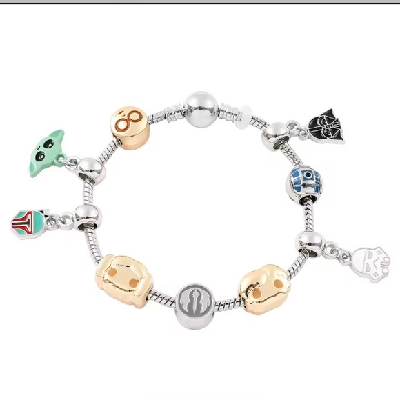 925 Sterling Silver Disney Star Wars Chibi Ensemble Themed Charm Bracelet - Picture 3 of 6